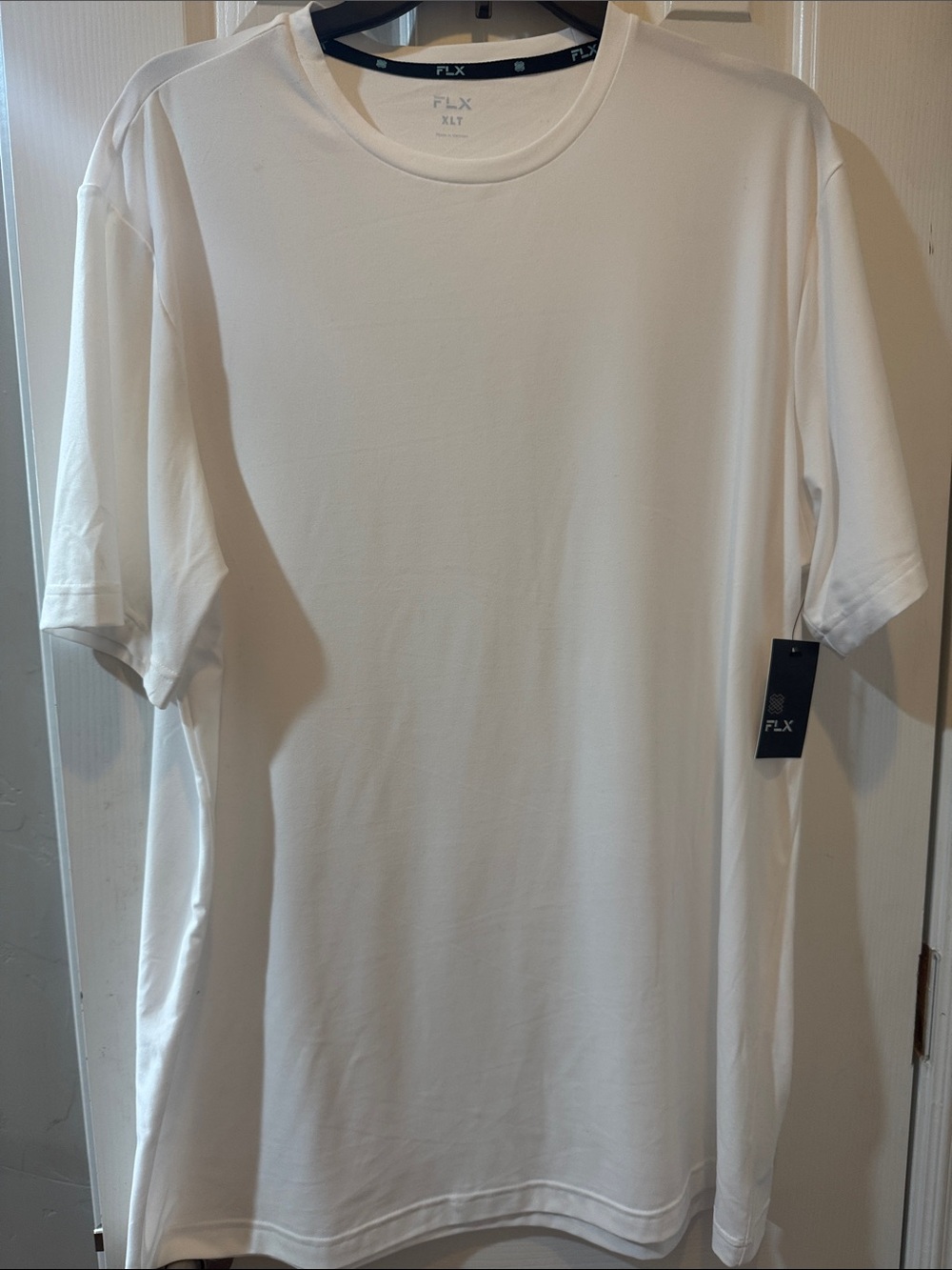 FLX Men’s Wander White Performance Crew Neck Tee Sz XLT